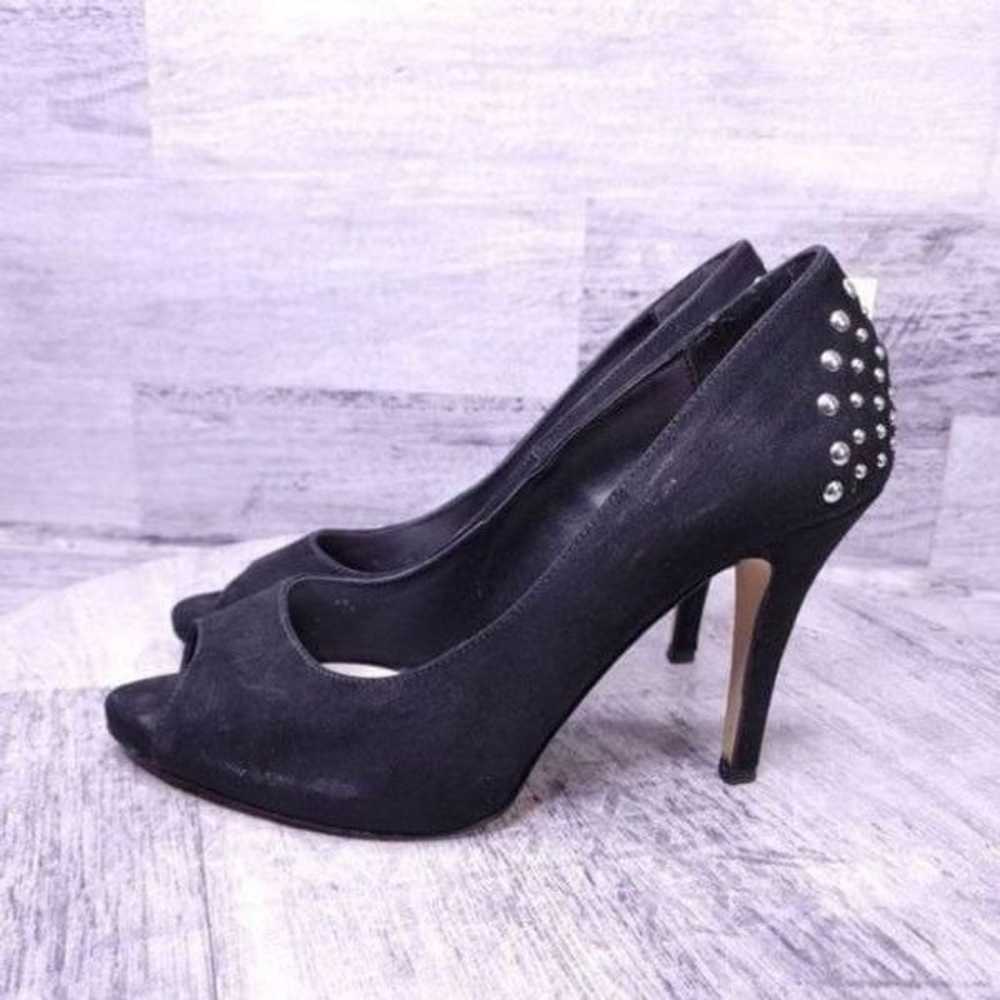 Fiorella Rubino Studded Suede Peep Toe Pump Black… - image 3