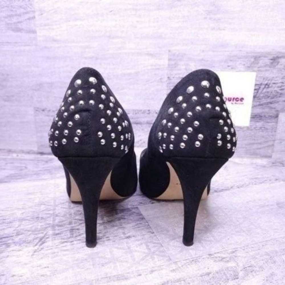 Fiorella Rubino Studded Suede Peep Toe Pump Black… - image 4