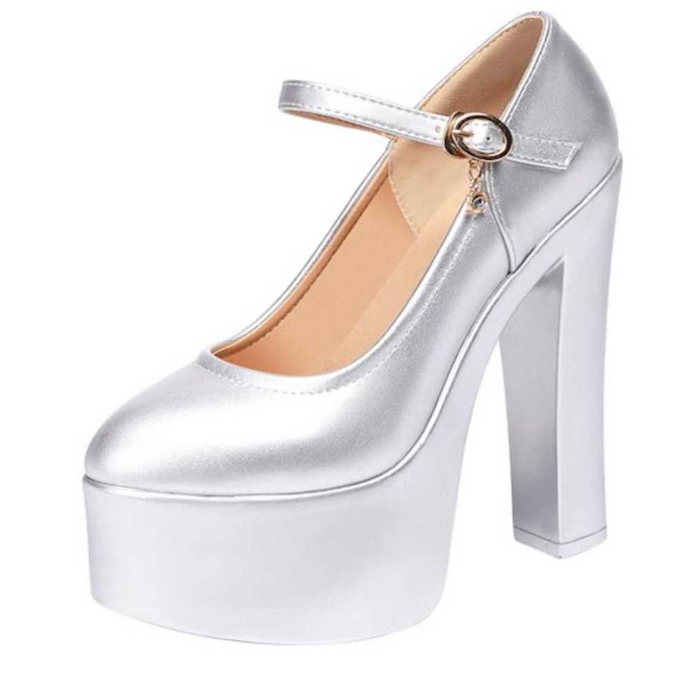 15cm Ultra High Heels 22cm Silver Strap High Heel… - image 2