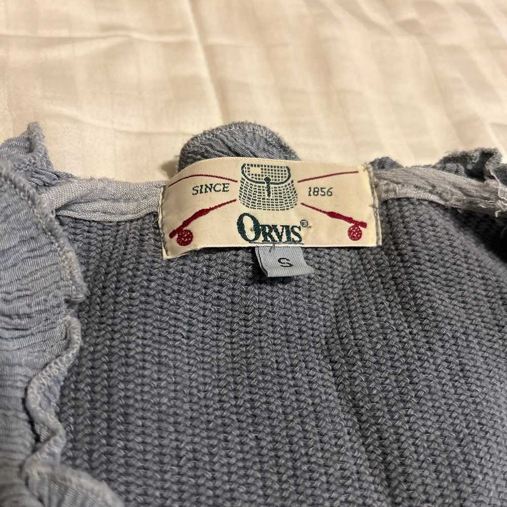 Vintage Orvis Blue Gray Button Up Sweater Bouse - image 2