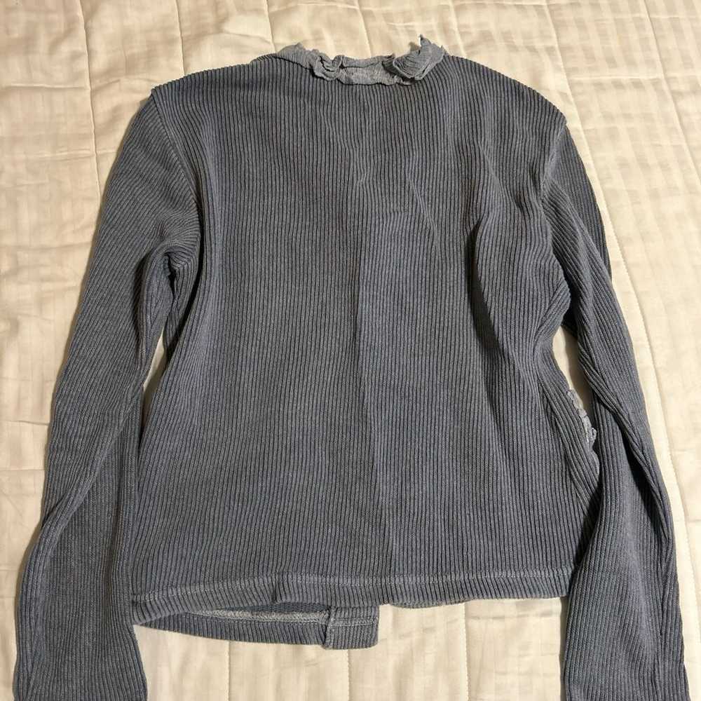 Vintage Orvis Blue Gray Button Up Sweater Bouse - image 3