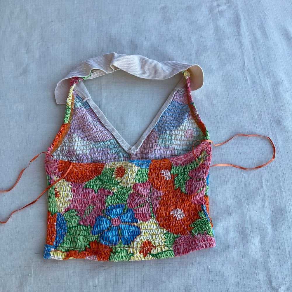 Zara M floral smocked halter - image 6