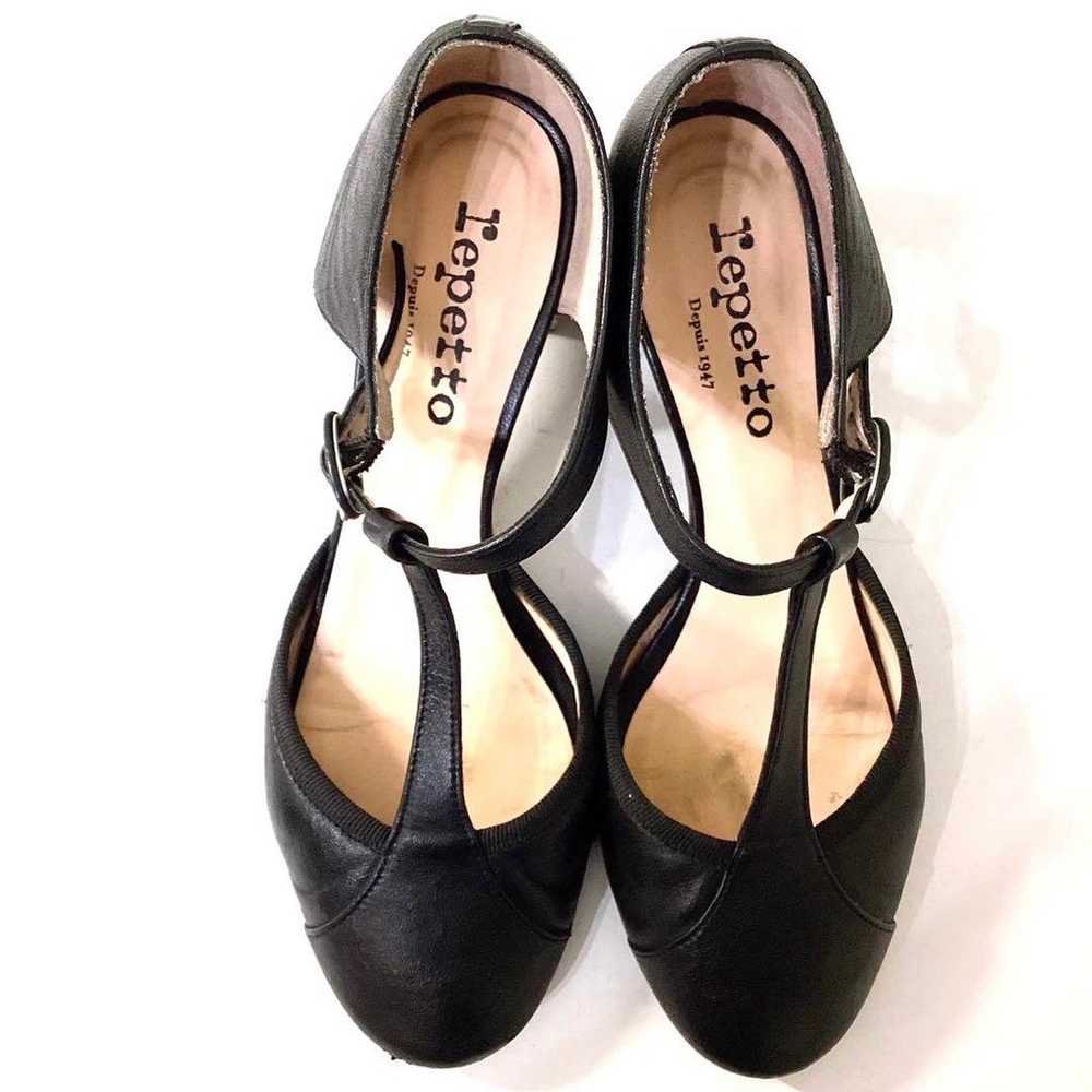 Repetto T-strap pumps, genuine leather, thick hee… - image 2