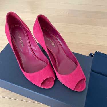 Sergio Rossi Pink Suede Open-Toe High Heels