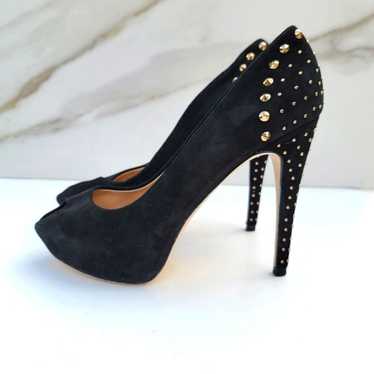 ZARA Black Suede Studded Stiletto peep toe platfo… - image 1