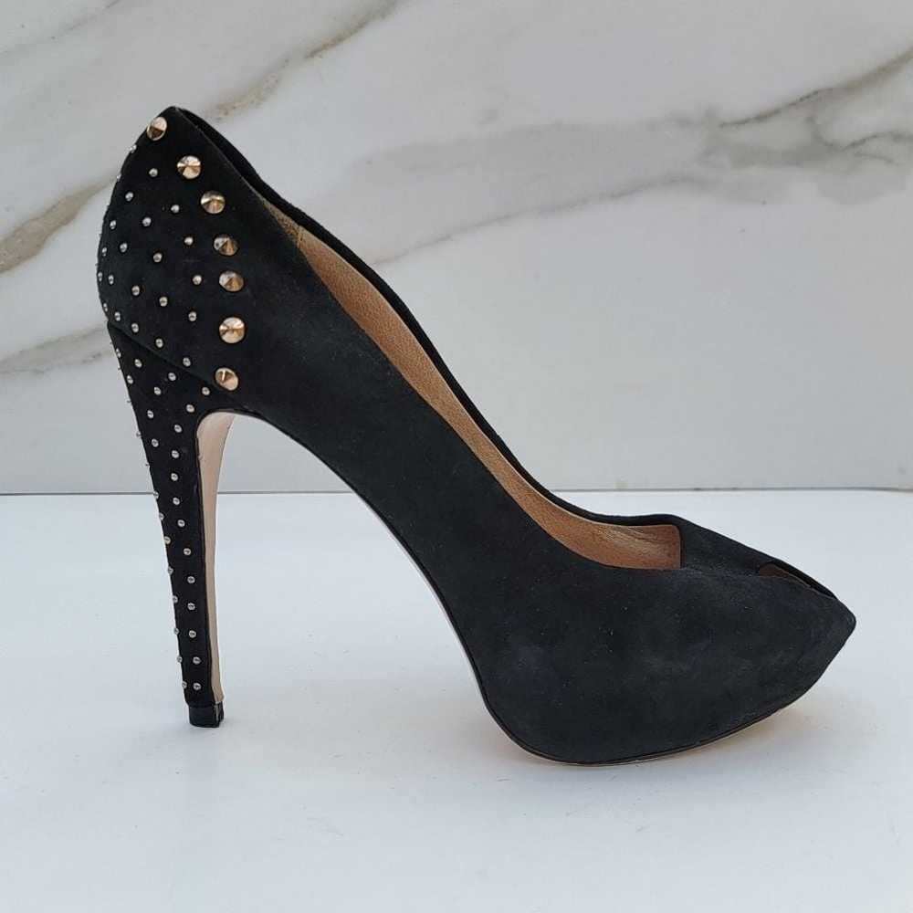 ZARA Black Suede Studded Stiletto peep toe platfo… - image 3