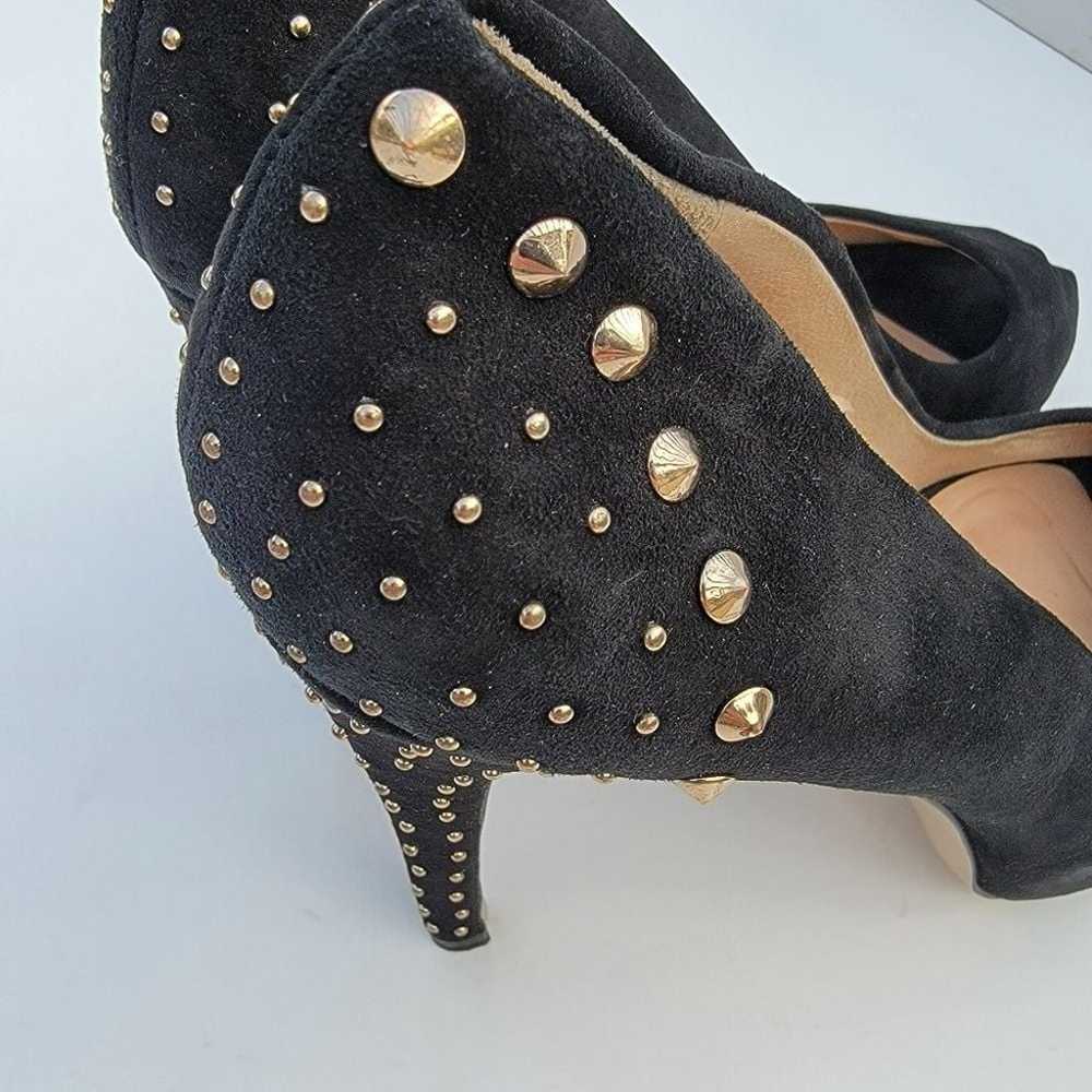 ZARA Black Suede Studded Stiletto peep toe platfo… - image 8