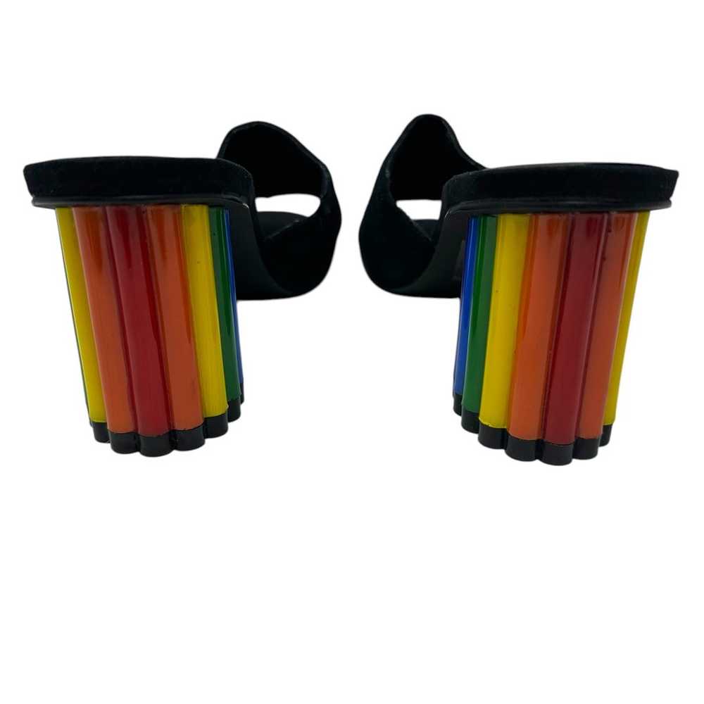 YRU Rainbow Road Slide Sandal Heels Black Suede S… - image 10