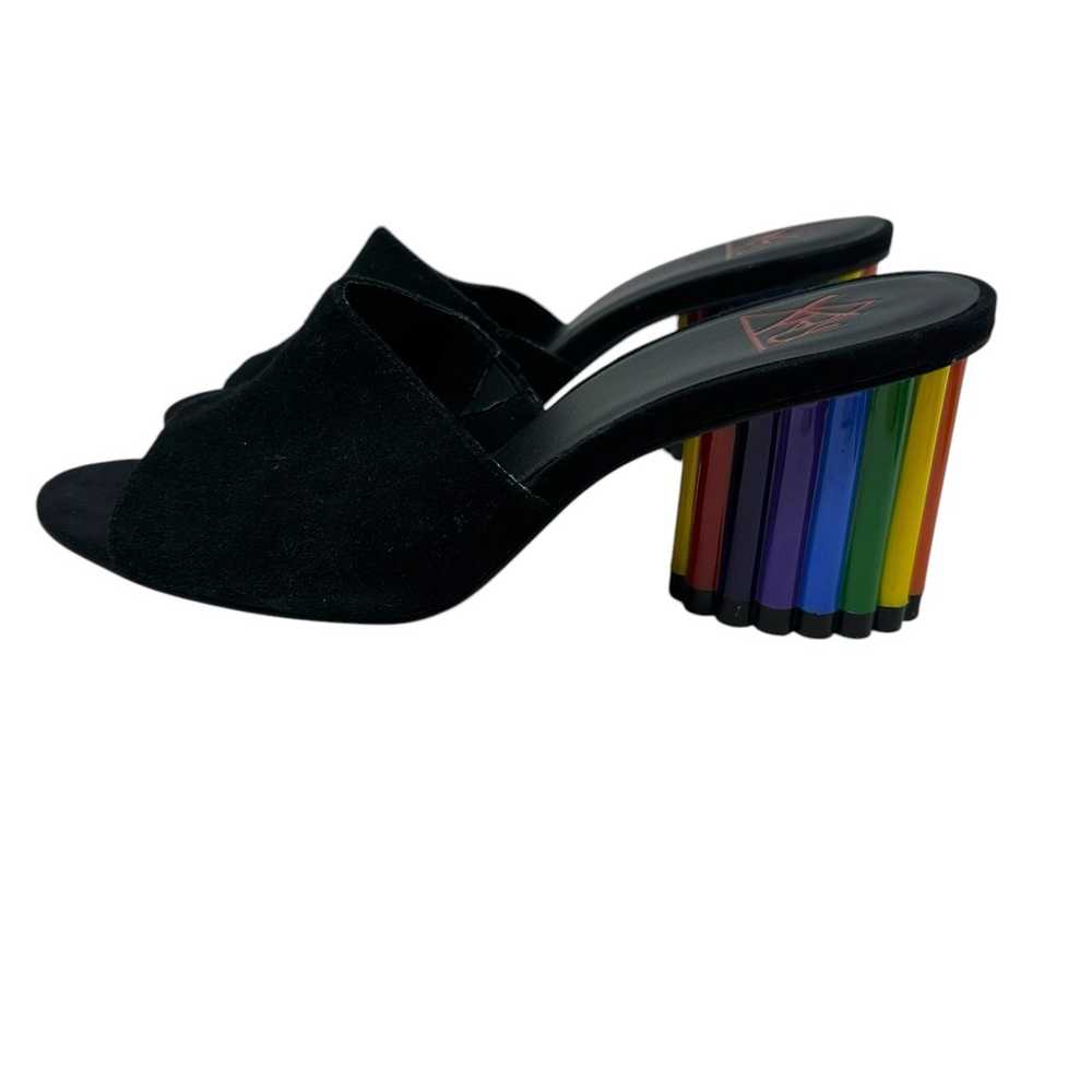 YRU Rainbow Road Slide Sandal Heels Black Suede S… - image 11