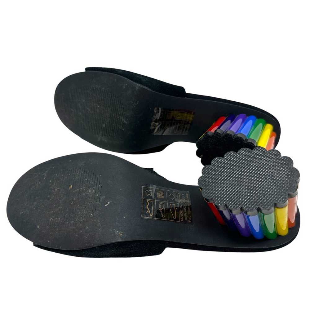 YRU Rainbow Road Slide Sandal Heels Black Suede S… - image 12