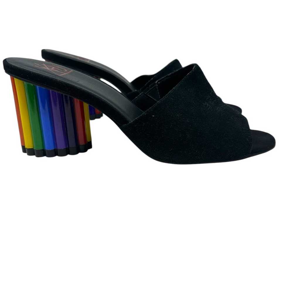 YRU Rainbow Road Slide Sandal Heels Black Suede S… - image 6