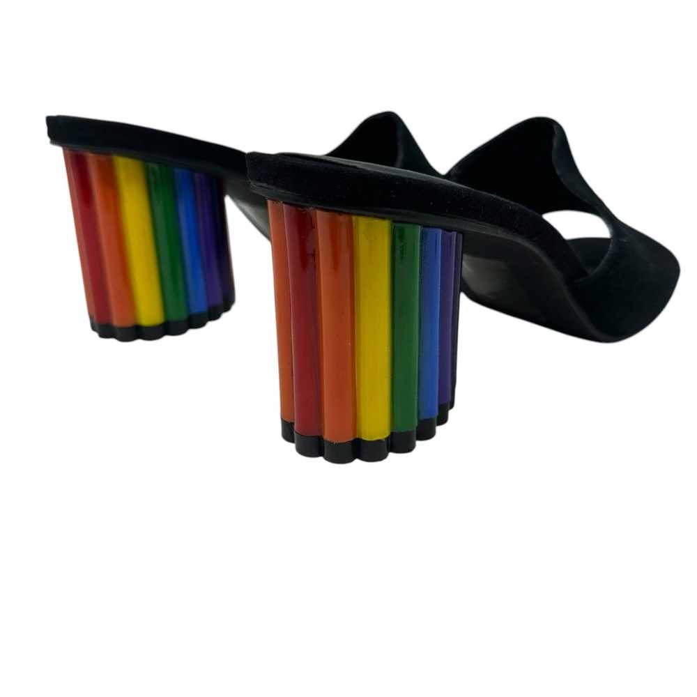 YRU Rainbow Road Slide Sandal Heels Black Suede S… - image 7