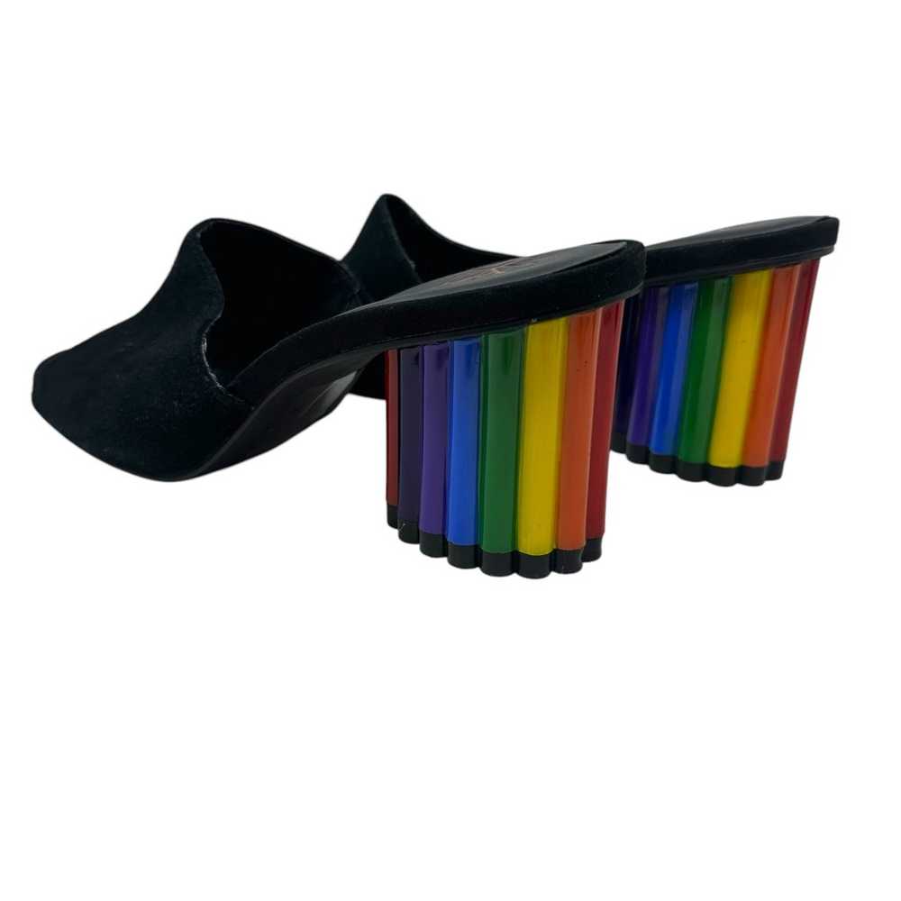 YRU Rainbow Road Slide Sandal Heels Black Suede S… - image 8