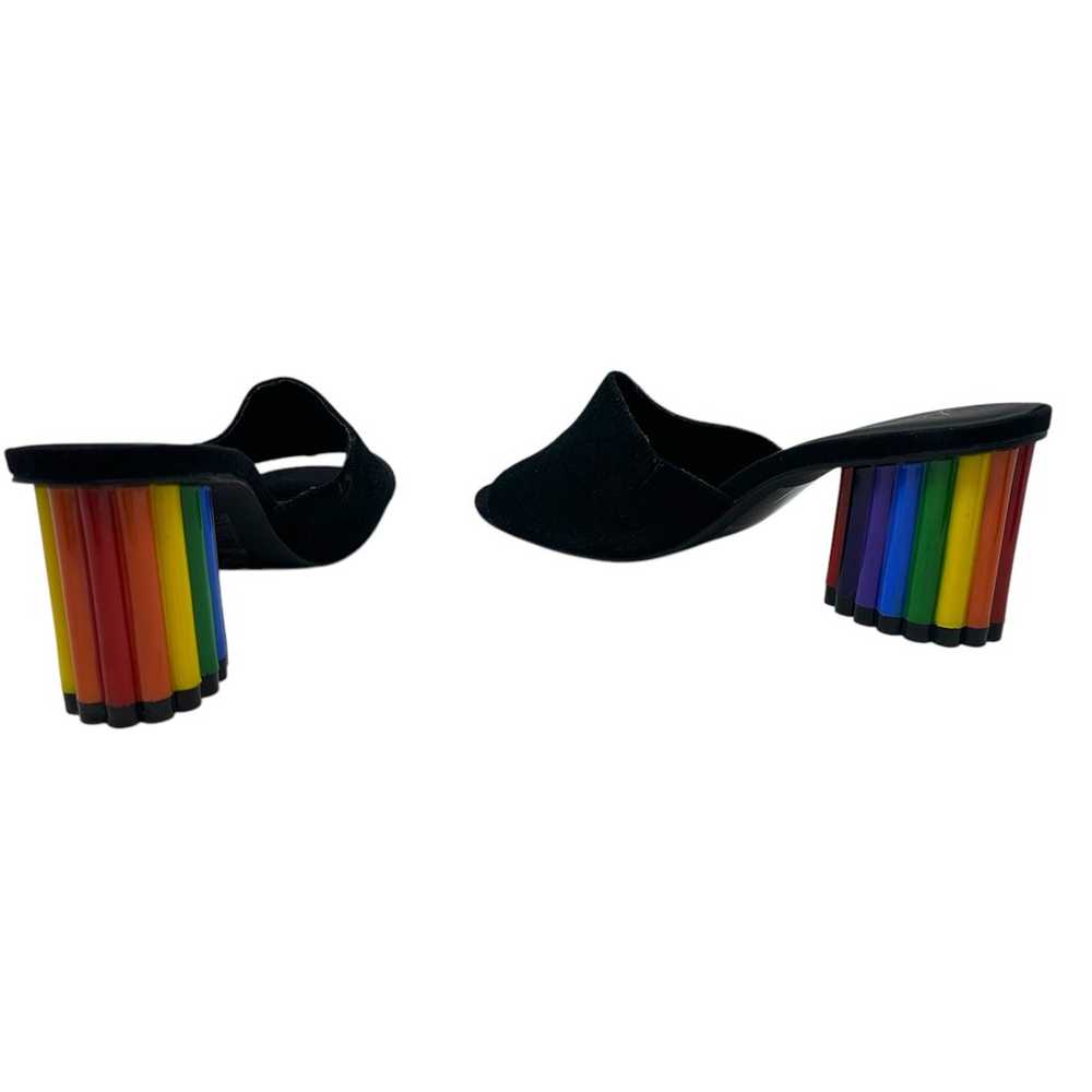 YRU Rainbow Road Slide Sandal Heels Black Suede S… - image 9