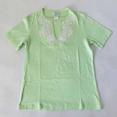 Vintage Lilly Pulitzer Shirt S Pastel Green Embroi