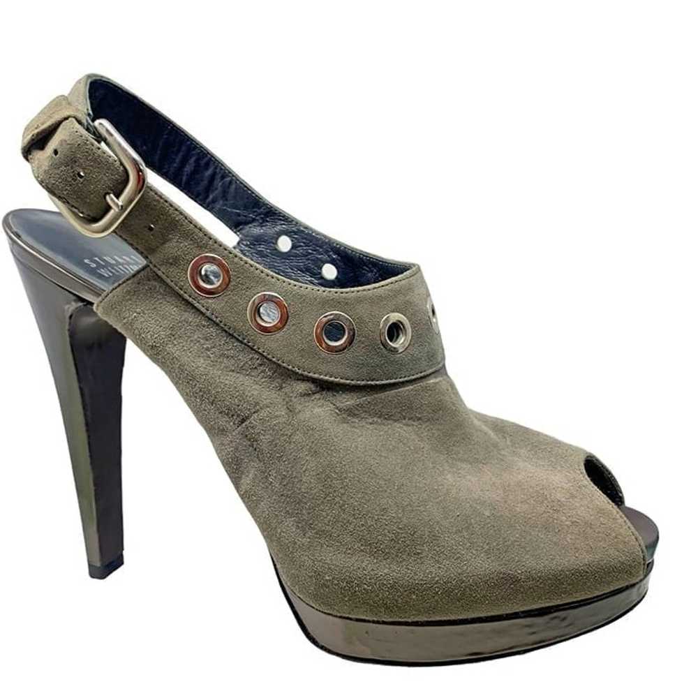 Stuart Weitzman Portside Gray Suede Grommet Platf… - image 3