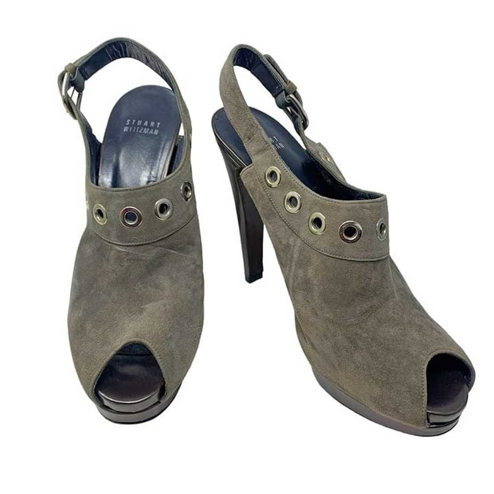 Stuart Weitzman Portside Gray Suede Grommet Platf… - image 9