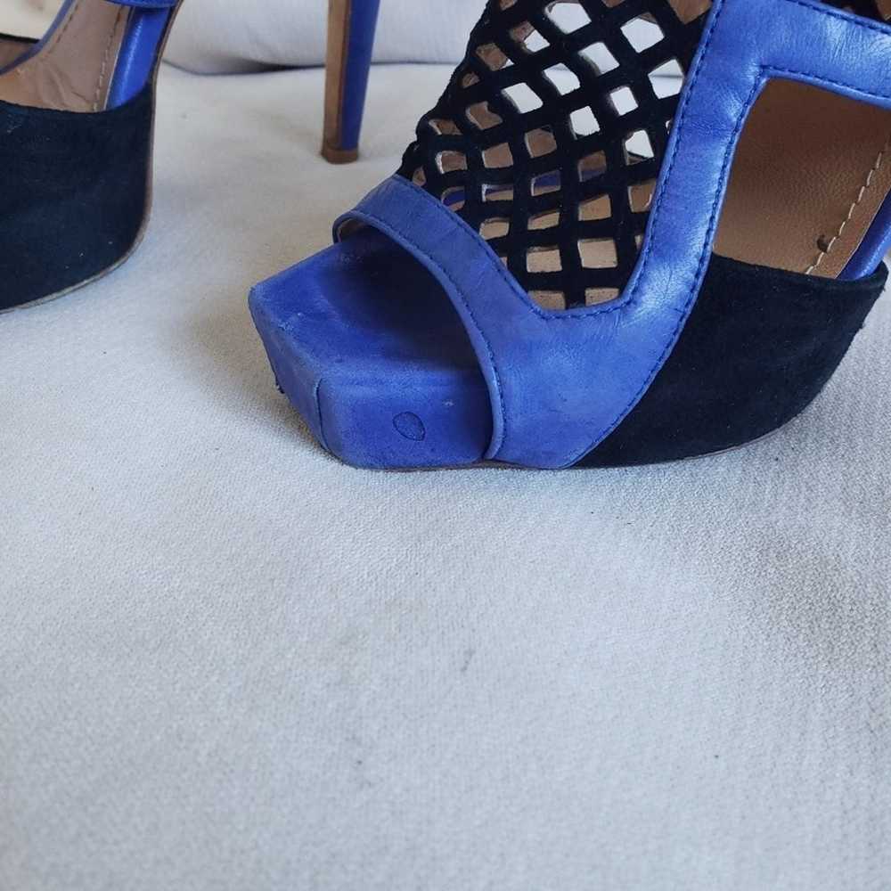 Aperlai Italy Lattice Blue and Black High Heels - image 2