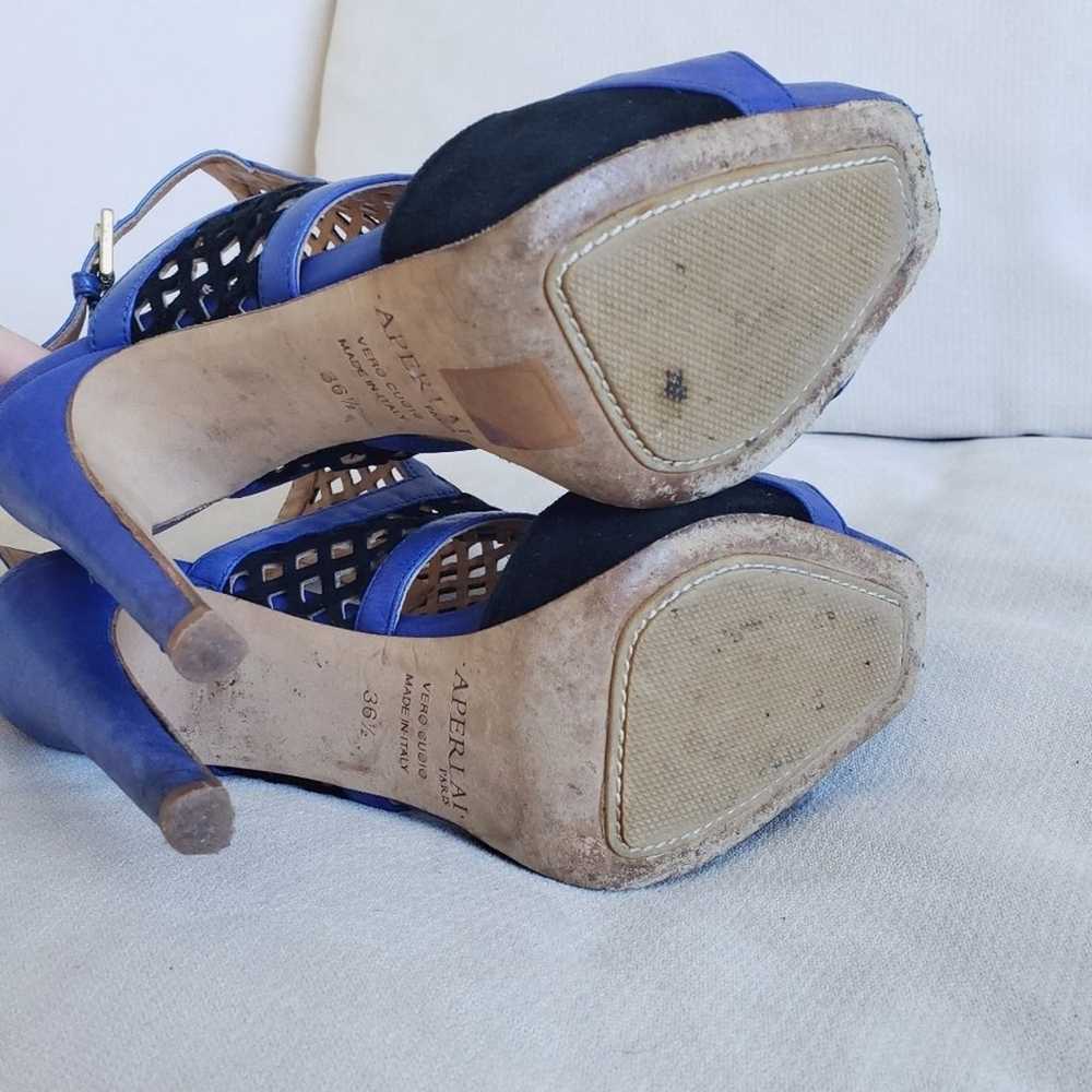 Aperlai Italy Lattice Blue and Black High Heels - image 5