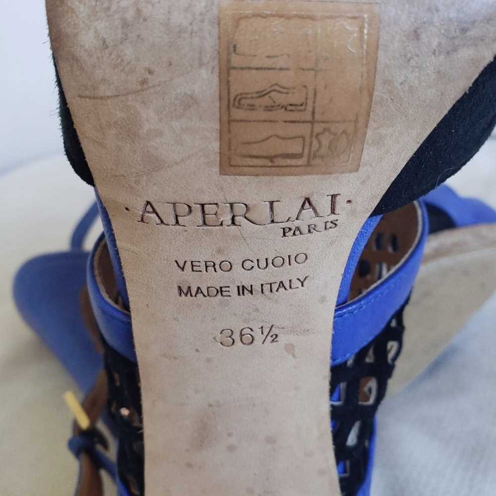 Aperlai Italy Lattice Blue and Black High Heels - image 6