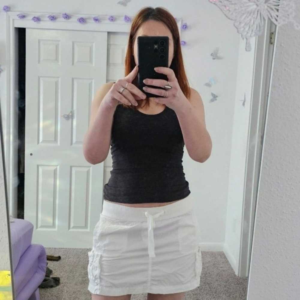 Old Navy vintage cargo white Mini Skirt khaki 4 R… - image 1