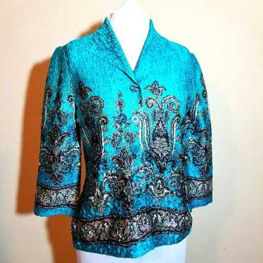 Vintage 1980s Joni B Blouse Women's Size S Blue Bl