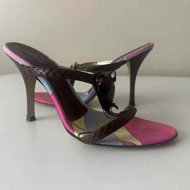 Emilo Pucci Brown Leather Pink  90's Gem Sandal Mu