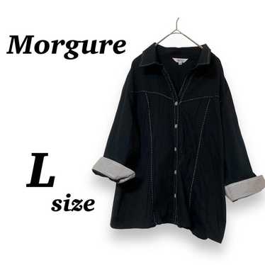 [Morgure] Long Sleeve Shirt - Black - Simple - 10… - image 1