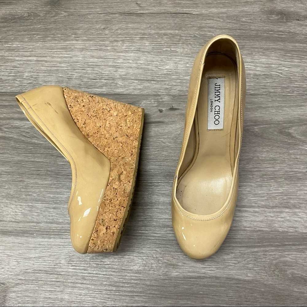 Jimmy Choo Platform Cork Wedges Tan 38 - image 1