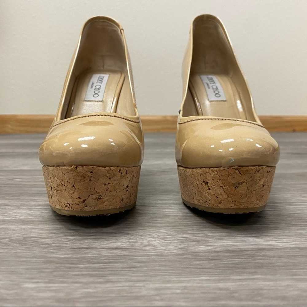 Jimmy Choo Platform Cork Wedges Tan 38 - image 7