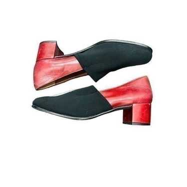 ABOUT ARIANNE Red Black Leather Block Heel Pumps … - image 1