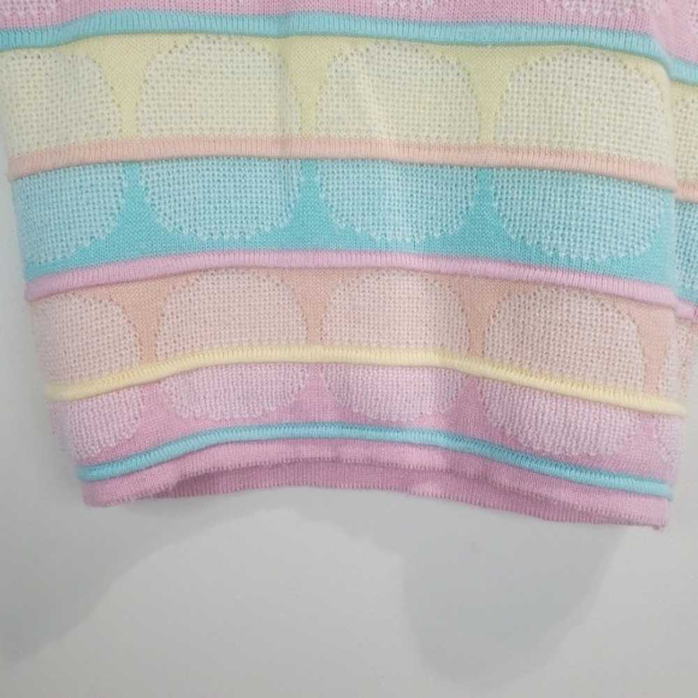 Vintage 80s Pastel knitted sleeveless sweater wit… - image 2