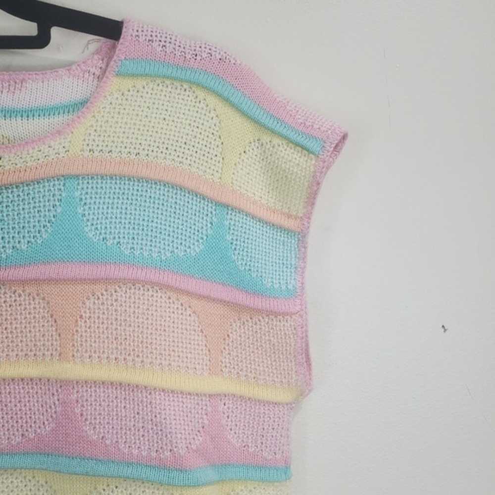 Vintage 80s Pastel knitted sleeveless sweater wit… - image 3