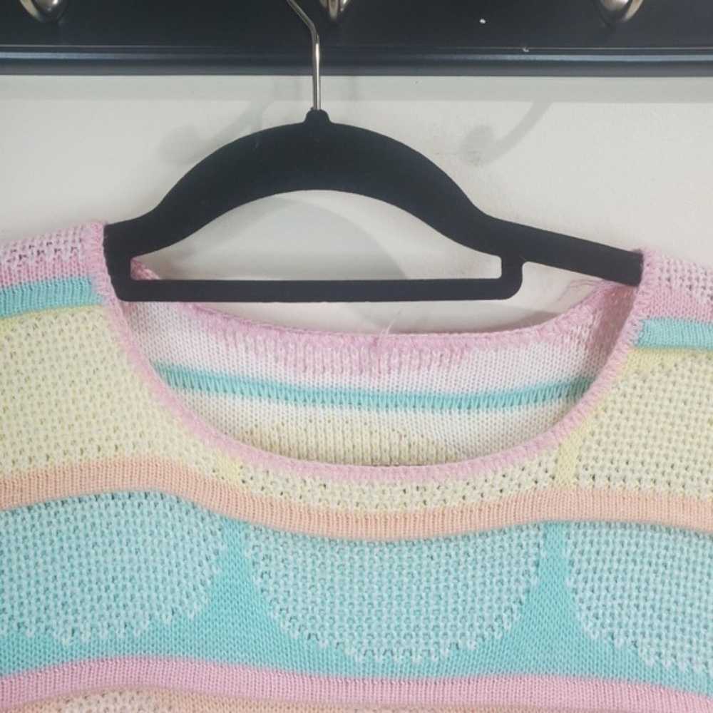 Vintage 80s Pastel knitted sleeveless sweater wit… - image 4