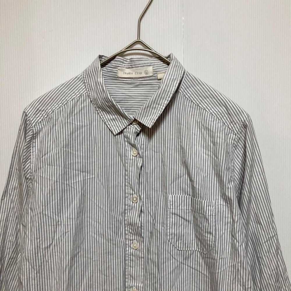 Studio Clip Long Sleeve Stripe Shirt Casual 100% … - image 4