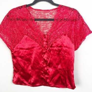 Cacique Red Lingerie Crop Top Lace Small - image 1