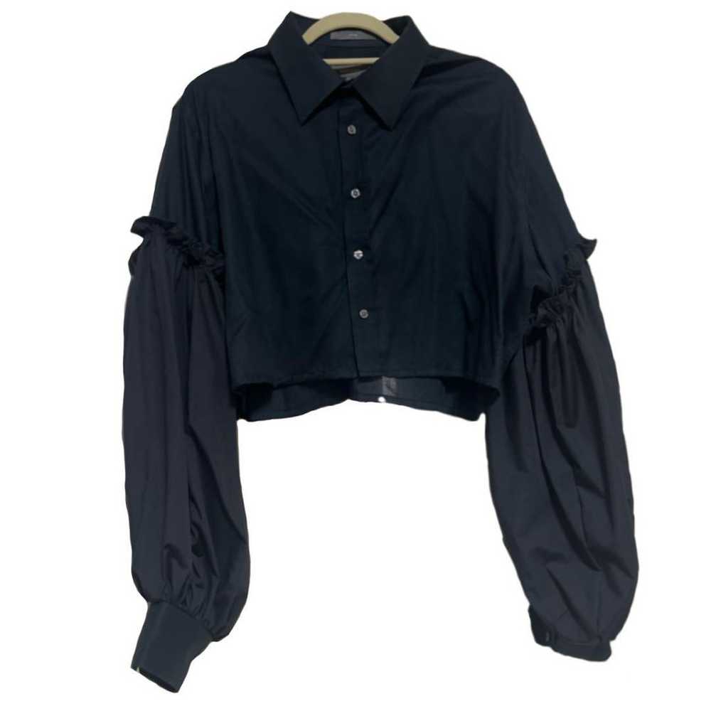 Black Cropped Shirt with Balloon Sleeves - image 1