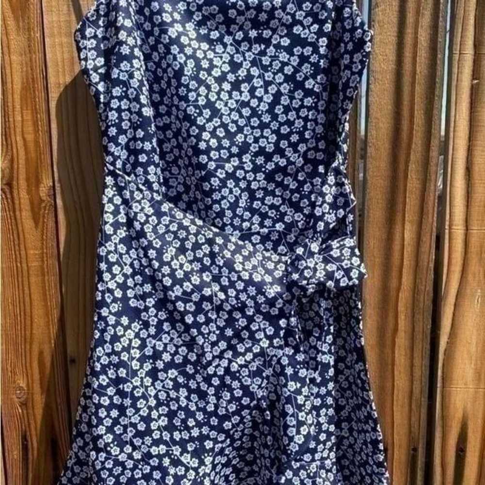 Rumor Ruffle Floral Wrap Mini Dress Navy Blue and… - image 8