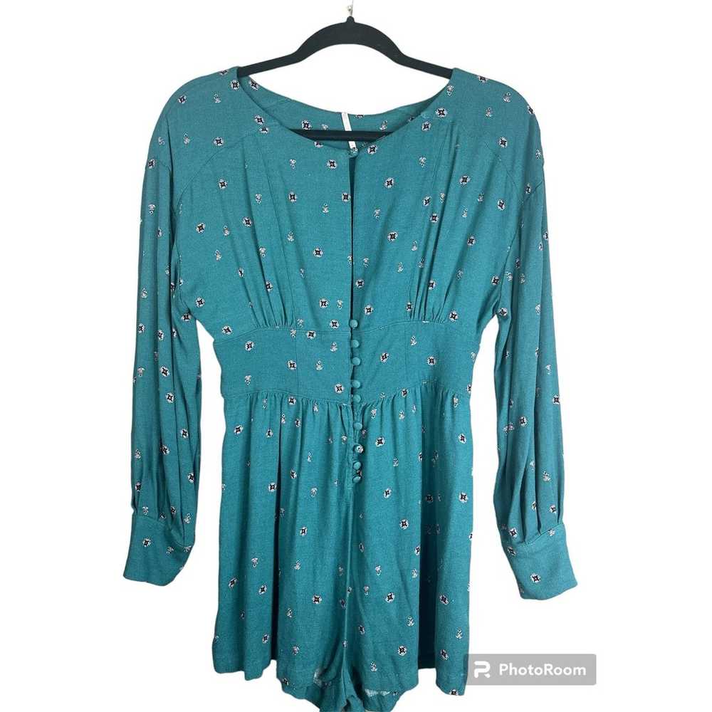 Free people Turquoise 'Love Grows' Long Sleeve Ju… - image 1