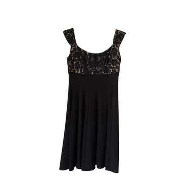 1499 London Times Black Lace Midi Dress Size 4 - image 1