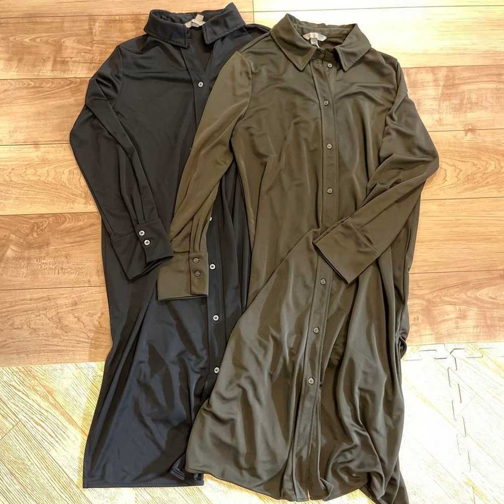 H&M Jersey Shirt Dress Black & Khaki - image 2