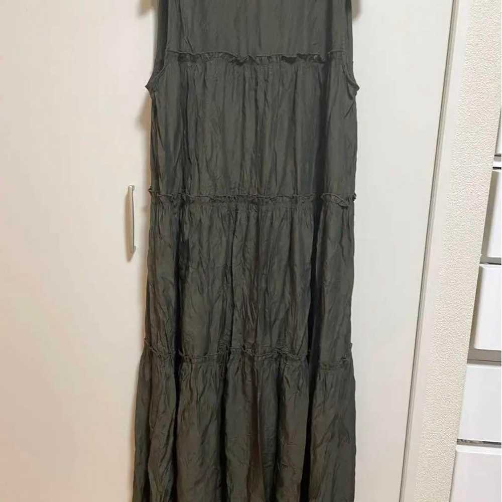 ZARA Olive Green Long One-Piece Dress Sleeveless … - image 1