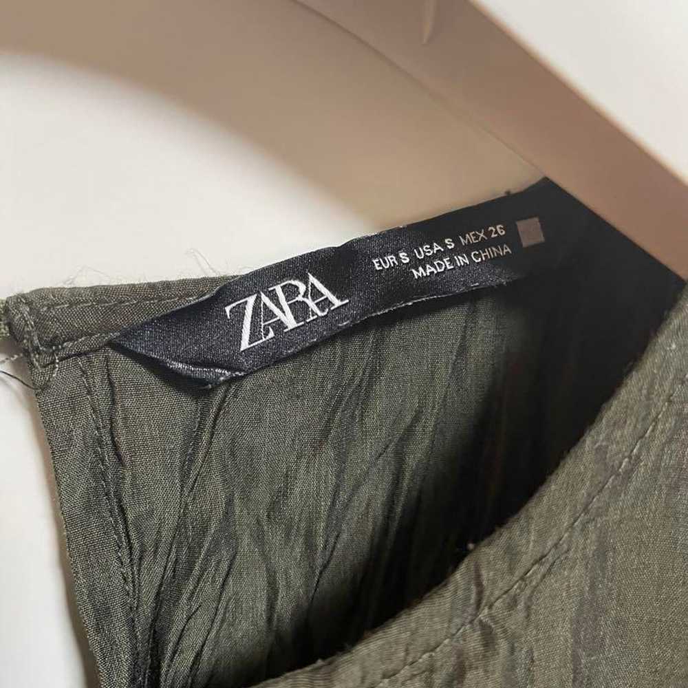 ZARA Olive Green Long One-Piece Dress Sleeveless … - image 3