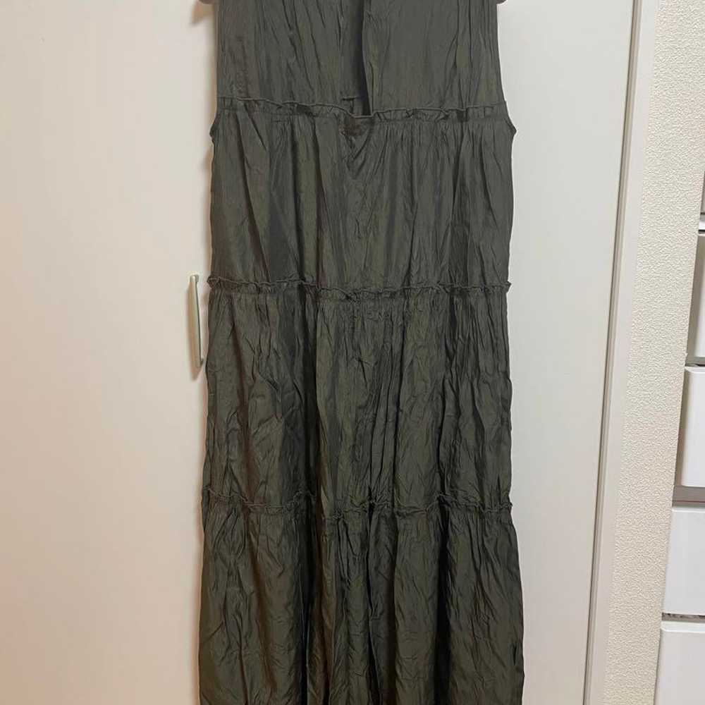 ZARA Olive Green Long One-Piece Dress Sleeveless … - image 4