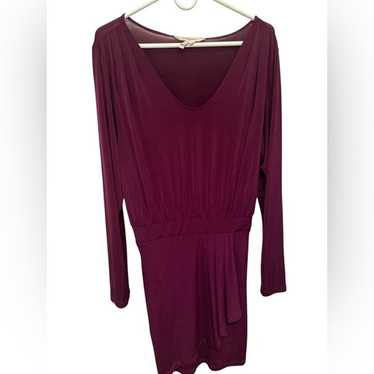 BCBGeneration Purple Round Neck Cinched-Waist Stre