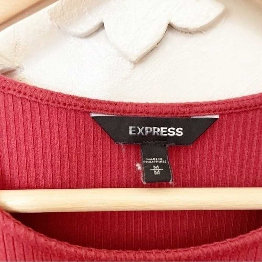 Express Red Long Sleeve Ribbed Knit Round Neck Fo… - image 3