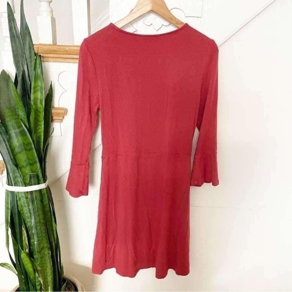 Express Red Long Sleeve Ribbed Knit Round Neck Fo… - image 4