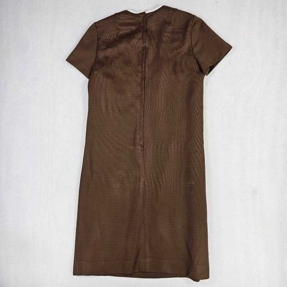 Vintage 70s Sheath Midi Dress Brown M - image 2