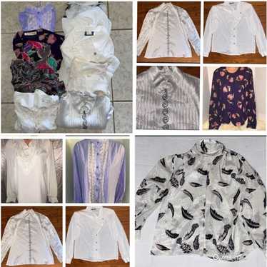 Vintage large bundle• lot 10•Ladies silky long sl… - image 1