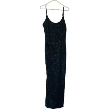 Vintage Black Beaded Evening Dress Size 12 - image 1